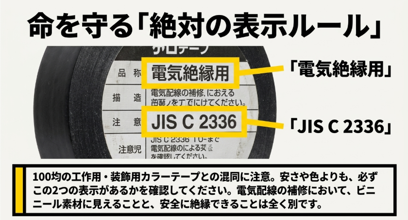 絶縁テープのパッケージで電気絶縁用とJIS C 2336の表示を確認するポイント