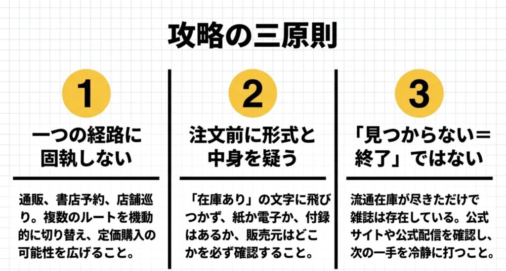 複数の購入経路を使い、商品形式と付録を確認し、見つからなくても販売終了と決めつけないジャンプGIGA購入の三原則