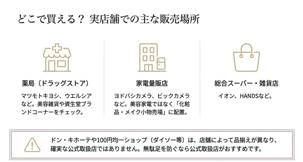 ドラッグストア、家電量販店、イオンやHANDSなど資生堂ビューラーを探せる主な実店舗
